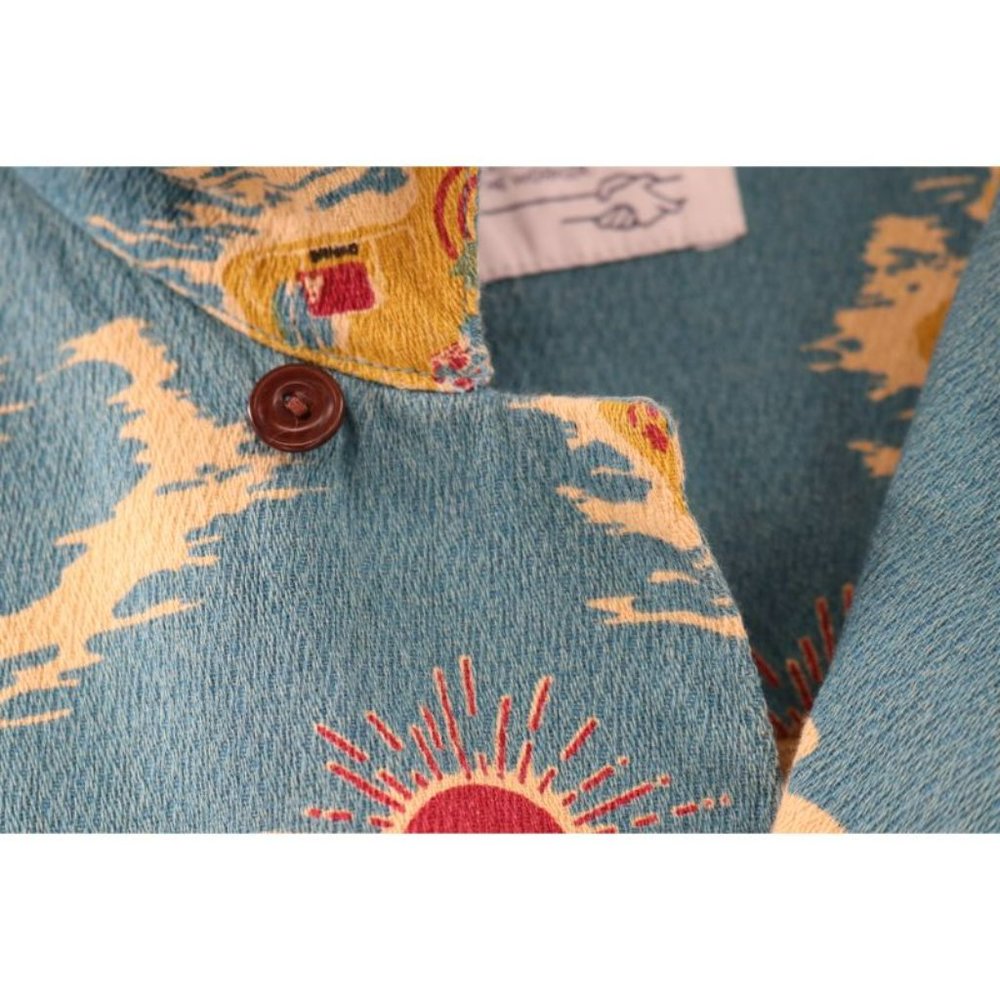 Nudie Jeans co Shirt Mens XL Aron Islands Short Sleeve Camp Button Up Cotton - Picture 8 of 13